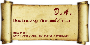 Dudinszky Annamária névjegykártya