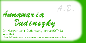 annamaria dudinszky business card